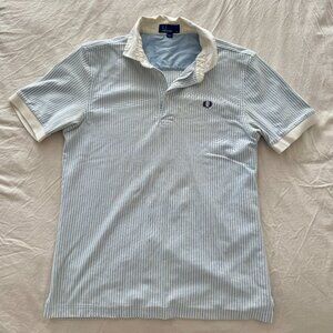 Vintage Fred Perry blue & white striped polo shirt - medium